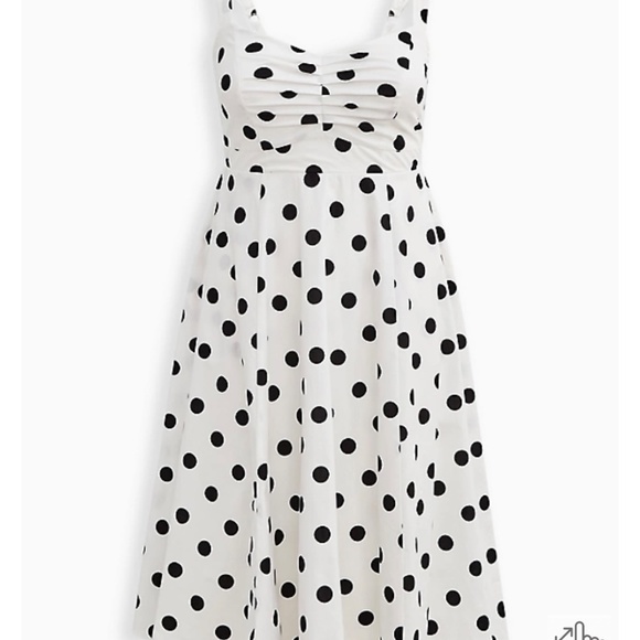 Polka Dot MIDI POPLIN FIT & FLARE DRESS - Picture 2 of 3